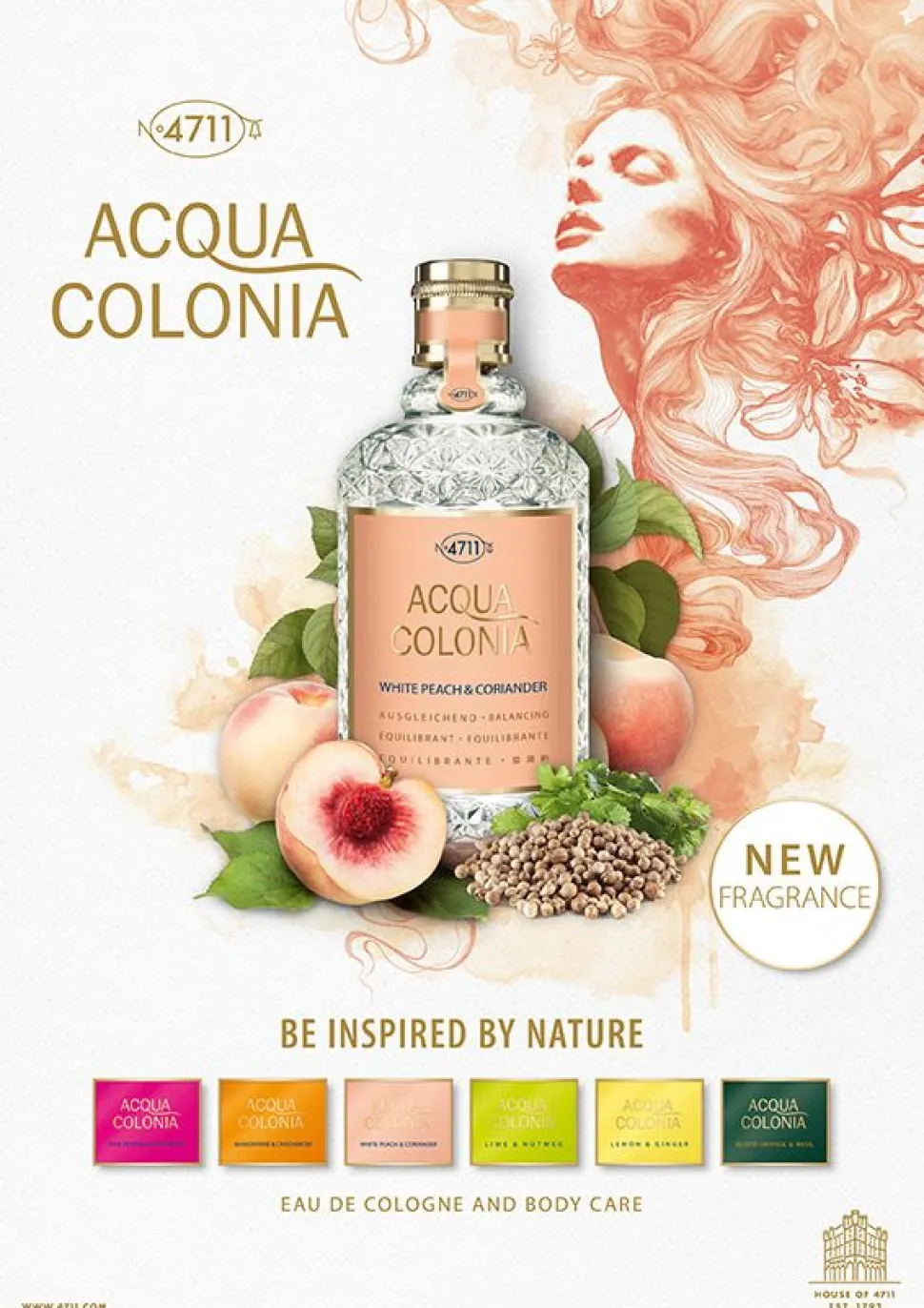 4711 Acqua Colonia White Peach & Coriander 170ml Eau de Cologne Splash & Spray