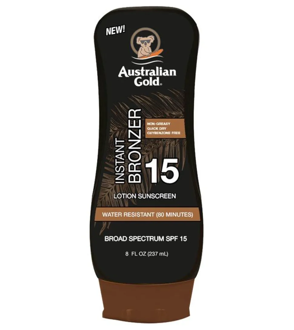 Australian Gold Instant Bronzer Lotion Sunscreen SPF15 237ml Water Resistant