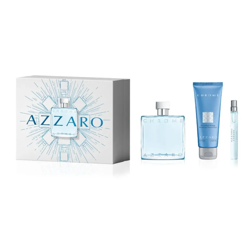 Azzaro Chrome Set 100ml edt + 75ml Showergel + 10ml edt