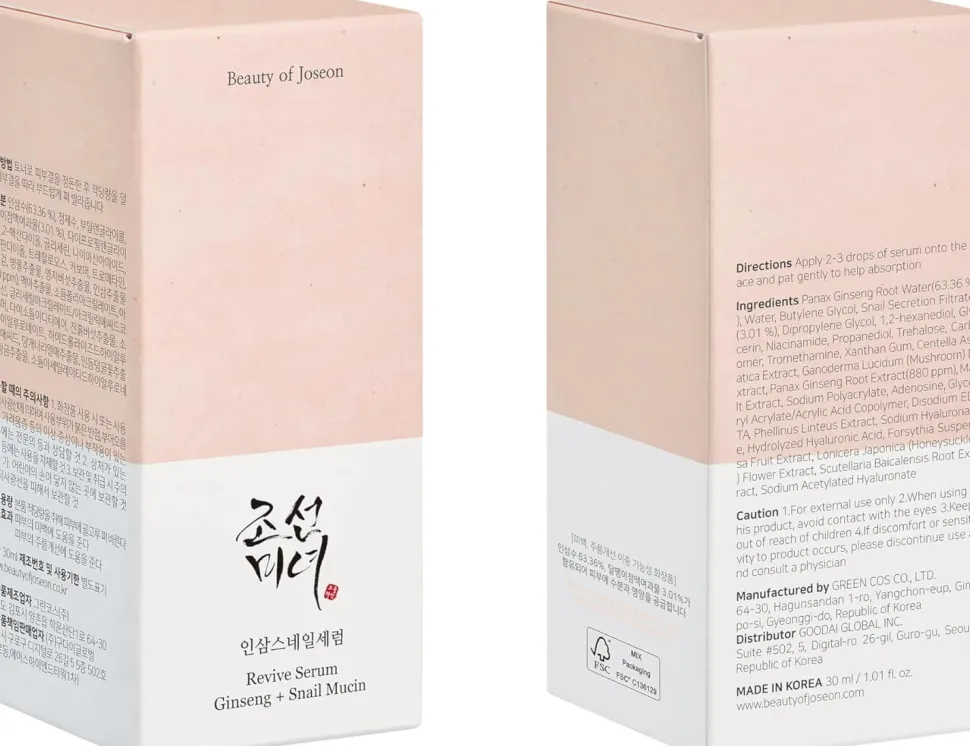 Beauty of Joseon Ginseng + Snail Mucin Revive Serum 30ml
